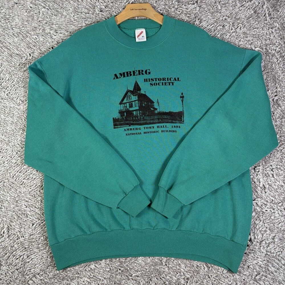 Vintage Jerzees Crewneck Sweatshirt Mens XL "Amberg Historical Society" USA Made